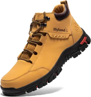 FLYLAND Men's Casual Leather Shoes Chukka Ankle Boots Handmade Fashion Shoes Non Slip Breathable Comfortable Mid Top for Driving Walking Outdoor