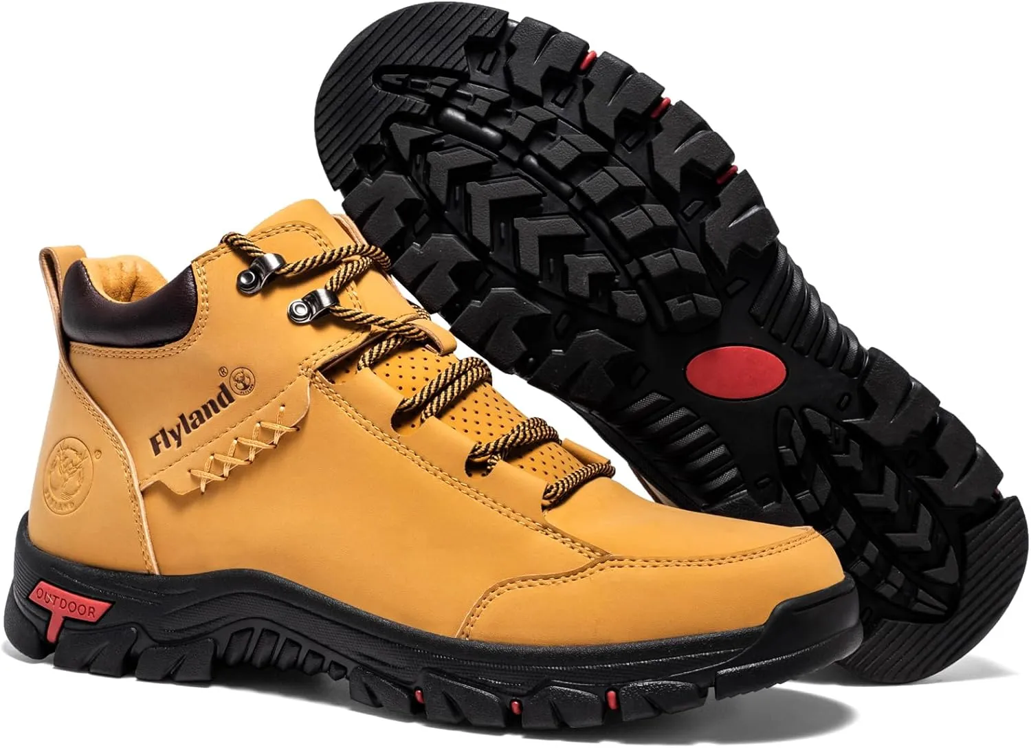FLYLAND Men's Casual Leather Shoes Chukka Ankle Boots Handmade Fashion Shoes Non Slip Breathable Comfortable Mid Top for Driving Walking Outdoor