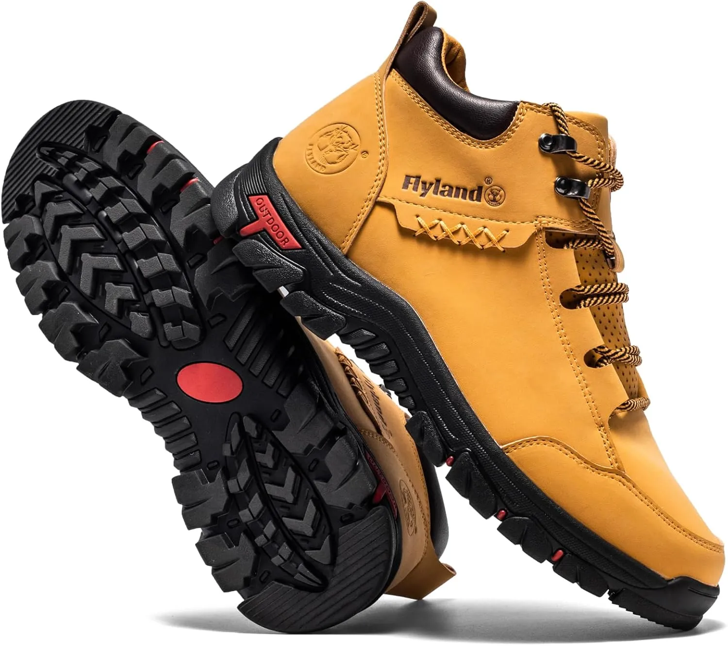 FLYLAND Men's Casual Leather Shoes Chukka Ankle Boots Handmade Fashion Shoes Non Slip Breathable Comfortable Mid Top for Driving Walking Outdoor