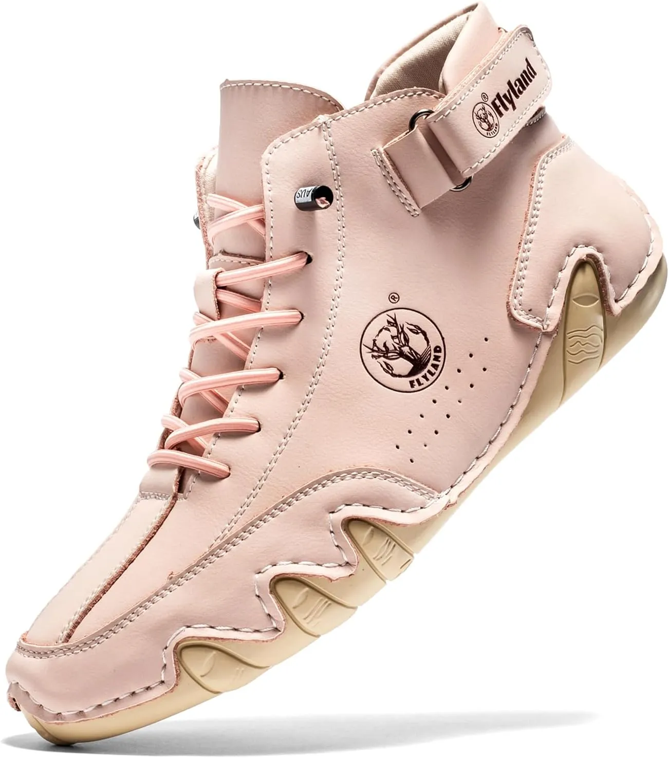 FLYLAND Womens Casual Leather Fashion Sneakers Handmade Ankle Chukka Boots Lightweight Slip-On Loafers Walking Driving Shoes