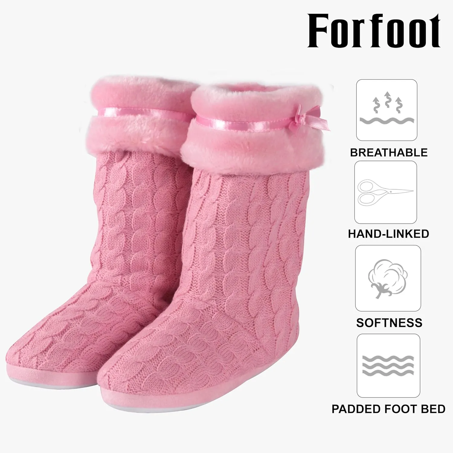 Forfoot Slipper Boots for Women, Cozy Fleece Non Slip Indoor House Shoes