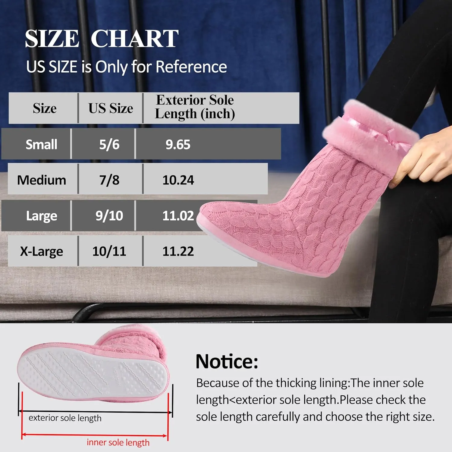 Forfoot Slipper Boots for Women, Cozy Fleece Non Slip Indoor House Shoes