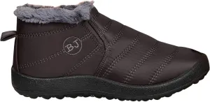 Fur Lined Ankle Boots Women Winter Warm Fleece Shoes Comfort Flat Booties Slip on Snow Booties Walking Boot