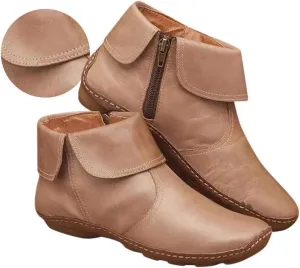 Gibobby Ankle Booties for Women Flat Heel,New Arch Support Ankle Boots Damping Shoes Lace-up Boots Side Zipper Booties