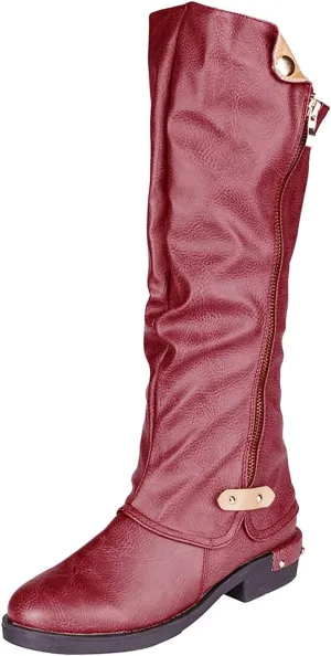 Gibobby Boots for Women Wide Calf,Retro Boots Comfy Flat Bottom Increased Combat Booties Outdoor Fringe Western Shoes