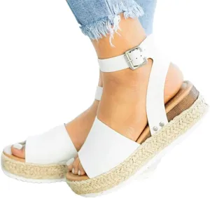 Gibobby Platform Shoes for Women,Ladies Open Toe Bohemia Weaving Sandals Ankle Strap Buckle Sandal Wedges Shoes