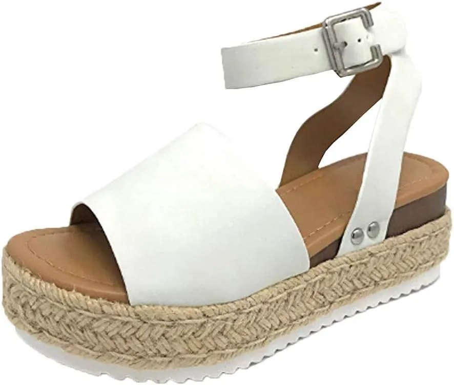 Gibobby Platform Shoes for Women,Ladies Open Toe Bohemia Weaving Sandals Ankle Strap Buckle Sandal Wedges Shoes