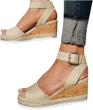 Gibobby Sandals for Women Wide Width,Women's Platform Sandals Casual Summer Flatform Ankle Buckle Strap Open Toe Sandals