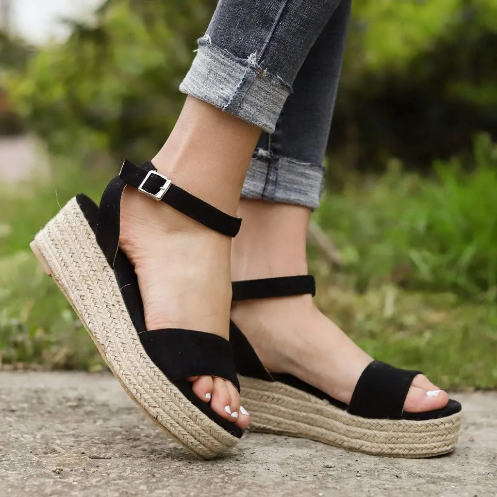 Gibobby Sandals for Women Wide Width,Women's Platform Sandals Casual Summer Flatform Ankle Buckle Strap Open Toe Sandals