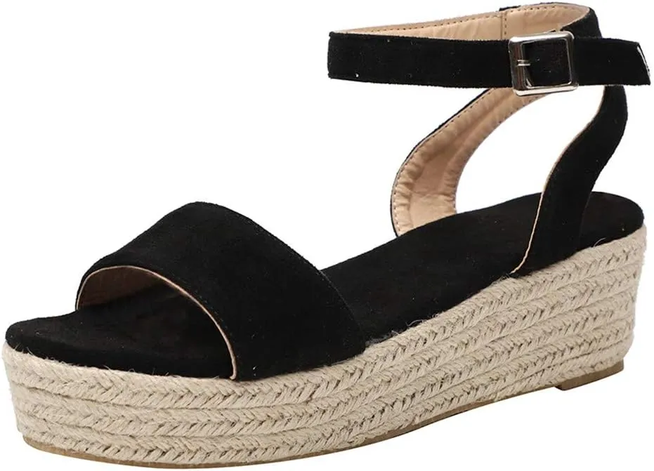 Gibobby Sandals for Women Wide Width,Women's Platform Sandals Casual Summer Flatform Ankle Buckle Strap Open Toe Sandals