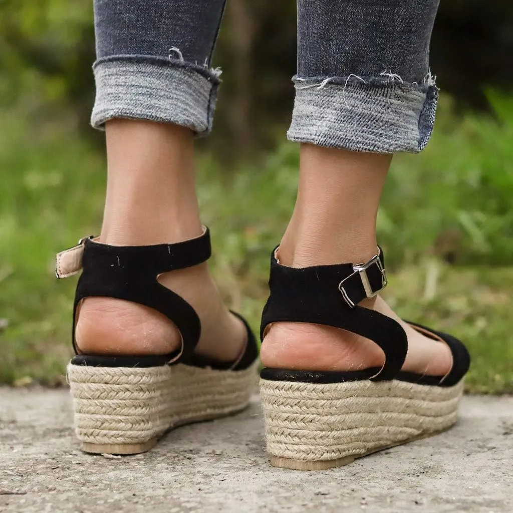 Gibobby Sandals for Women Wide Width,Women's Platform Sandals Casual Summer Flatform Ankle Buckle Strap Open Toe Sandals
