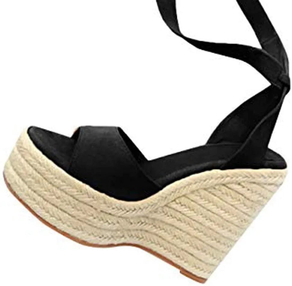 Gibobby Womens Espadrilles Sandals Wedge,Women's Platform Sandals Espadrille Wedge Ankle Strap Studded Open-Toe Sandals