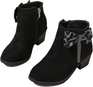 Gilrs Combat Boots Warm Side Zipper Boots Low Heel Winter Shoes Toddler Boys Girls Classic Hiking Boots PU Leather