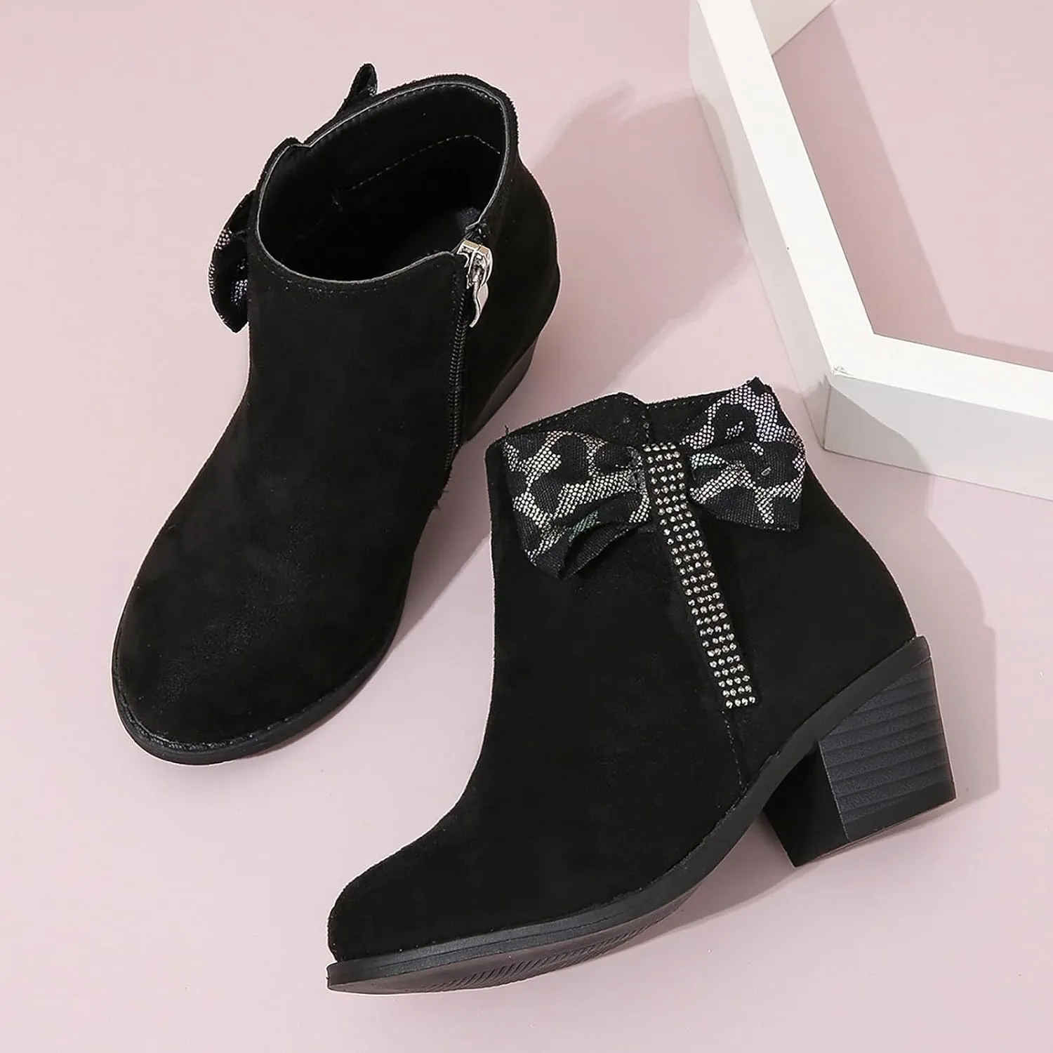 Gilrs Combat Boots Warm Side Zipper Boots Low Heel Winter Shoes Toddler Boys Girls Classic Hiking Boots PU Leather