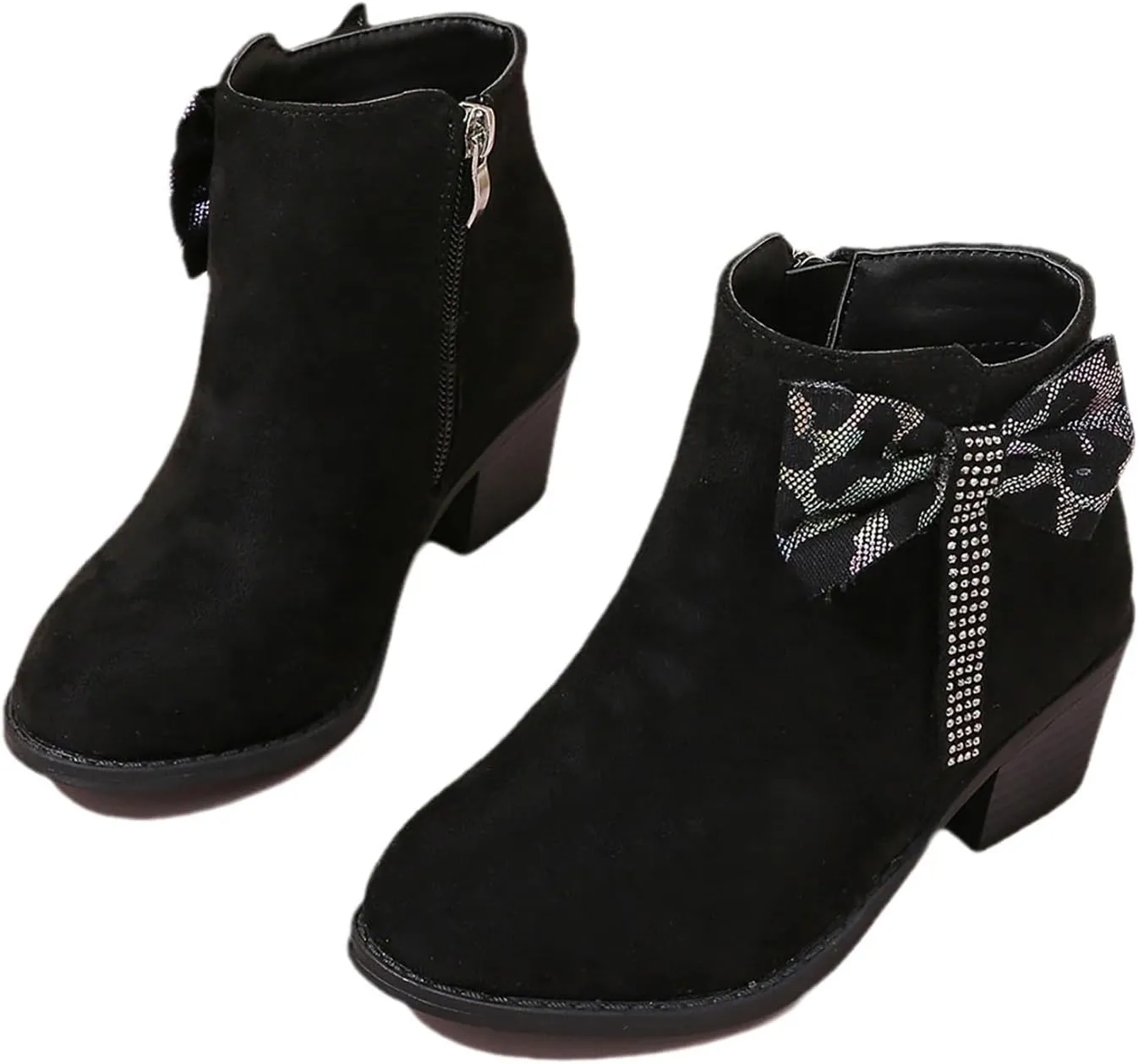 Gilrs Combat Boots Warm Side Zipper Boots Low Heel Winter Shoes Toddler Boys Girls Classic Hiking Boots PU Leather