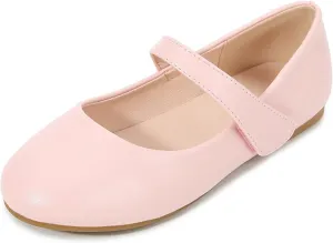 Girls Closed Toe Mary Jane Flat Big Kids School 𝐔niform Dress Low Heel Princess Hook And Loop Dress Shoes