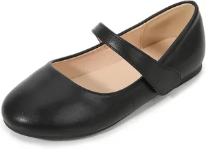 Girls Closed Toe Mary Jane Flat Big Kids School niform Dress Low Heel Princess Hook And Loop Dress Shoes