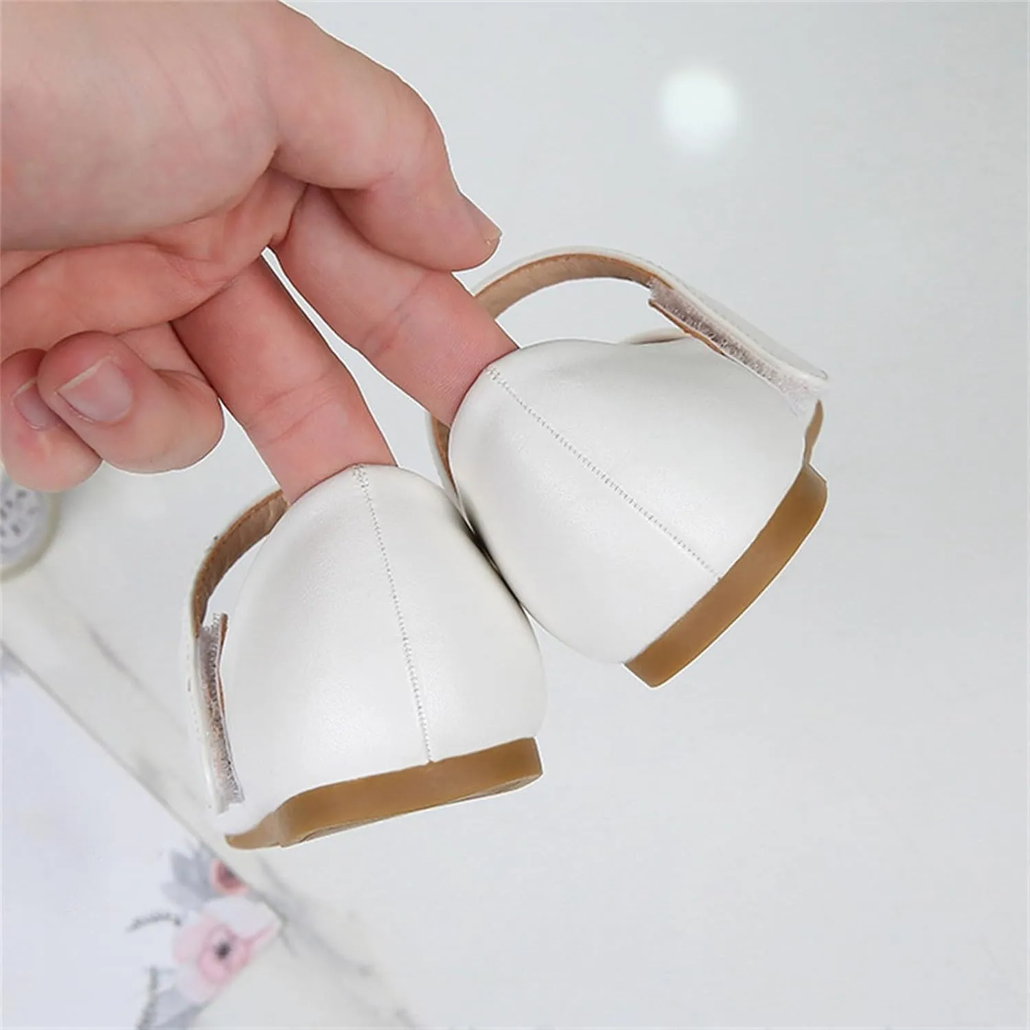 Girls Closed Toe Mary Jane Flat Big Kids School niform Dress Low Heel Princess Hook And Loop Dress Shoes