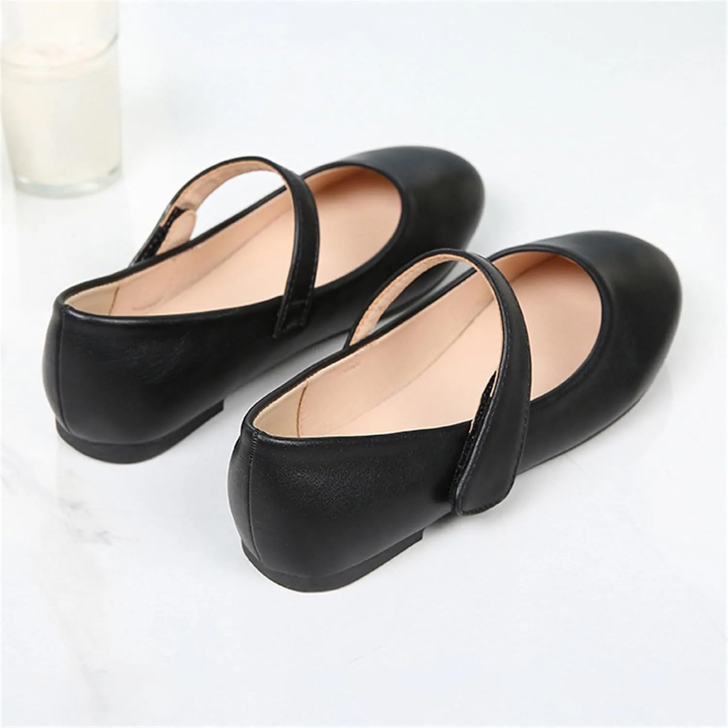 Girls Closed Toe Mary Jane Flat Big Kids School niform Dress Low Heel Princess Hook And Loop Dress Shoes
