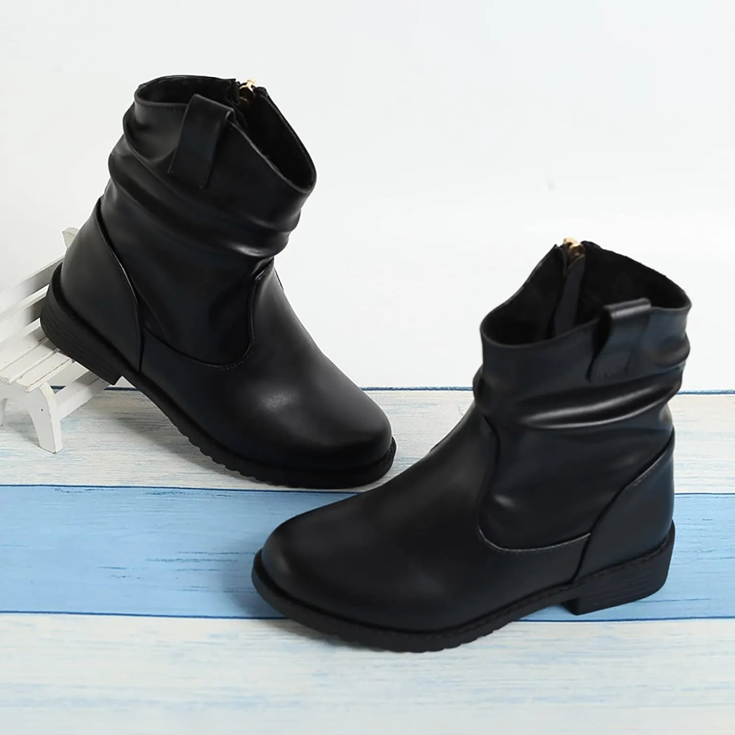 Girls Dress Booties Fashion Side Zipper Short Boots Fashion Short Shoes Dress Booties Little Big Kid