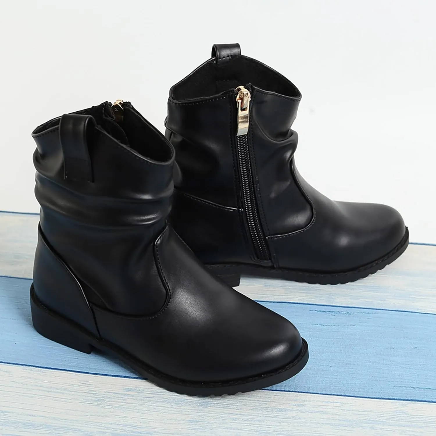 Girls Dress Booties Fashion Side Zipper Short Boots Fashion Short Shoes Dress Booties Little Big Kid