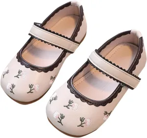 Girls Dress Shoes Flower Girl Dress Shoes Toddler Cute Floral Print Mary Jane Flats for Wedding Party School
