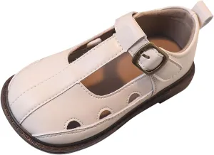 Girls Leather Closed Toe Hollow Sandals Mary Jane Dress Shoes Ballet Flat𝘀 Toddler School Par𝘁y Princess Shoes
