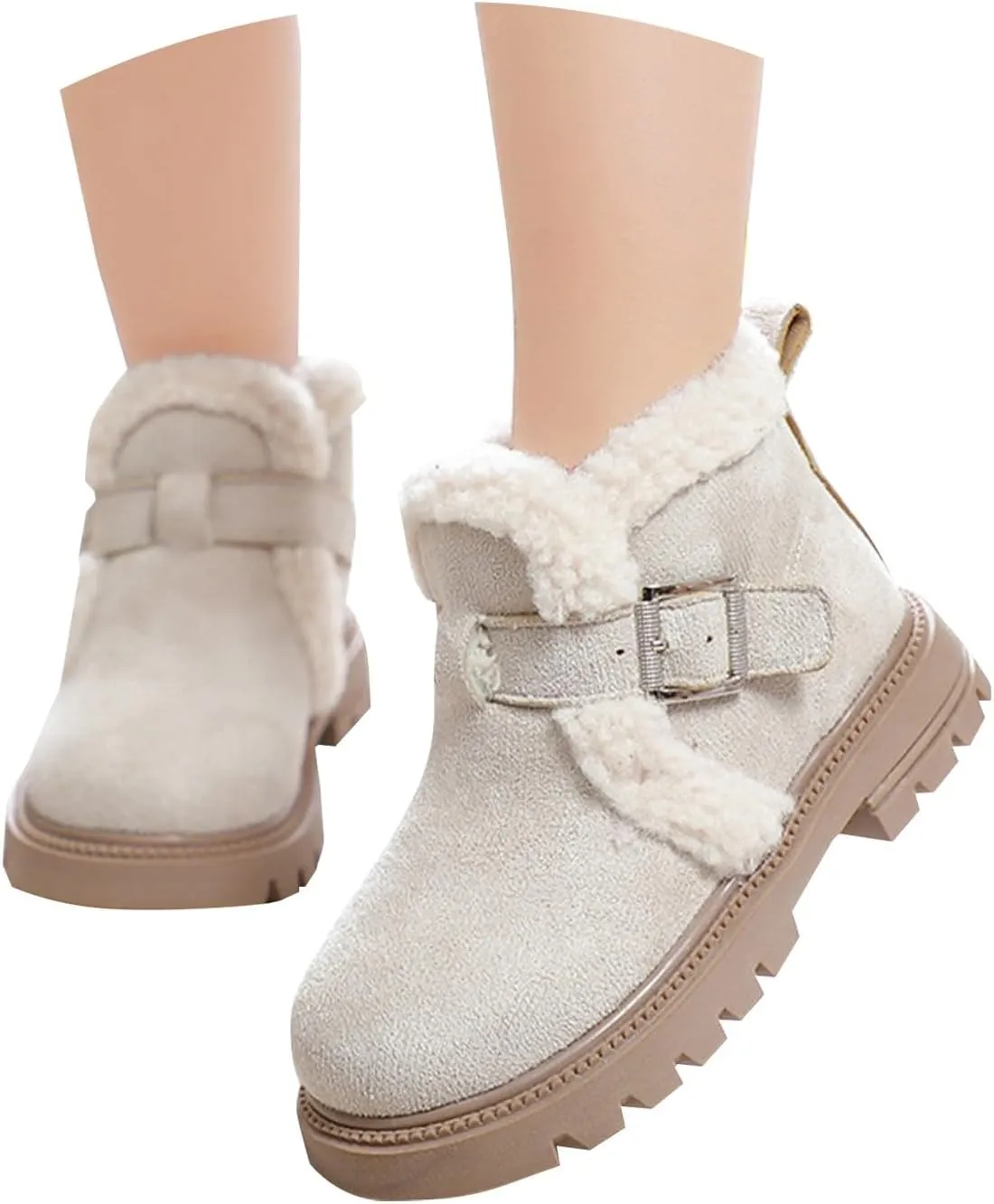 Girls Winter Boots Ankle Booties Kids Winter Booties Fashion Fur Lined Lightweight Warm Snow Booties for Everyday