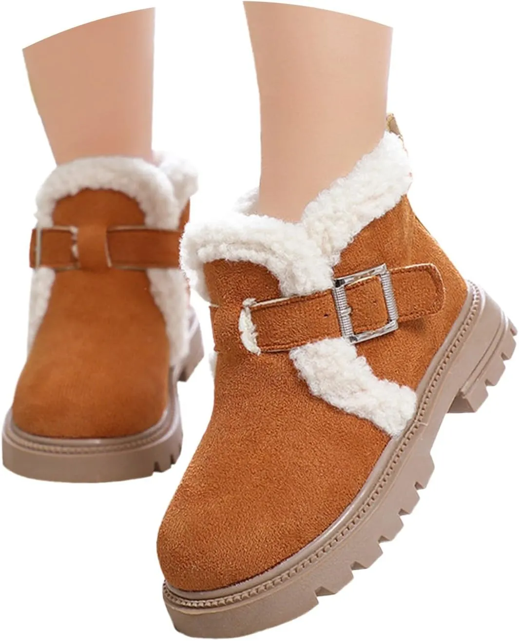 Girls Winter Boots Ankle Booties Kids Winter Booties Fashion Fur Lined Lightweight Warm Snow Booties for Everyday