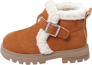 Girls Winter Boots Ankle Booties Kids Winter Booties Fashion Fur Lined Lightweight Warm Snow Booties for Everyday