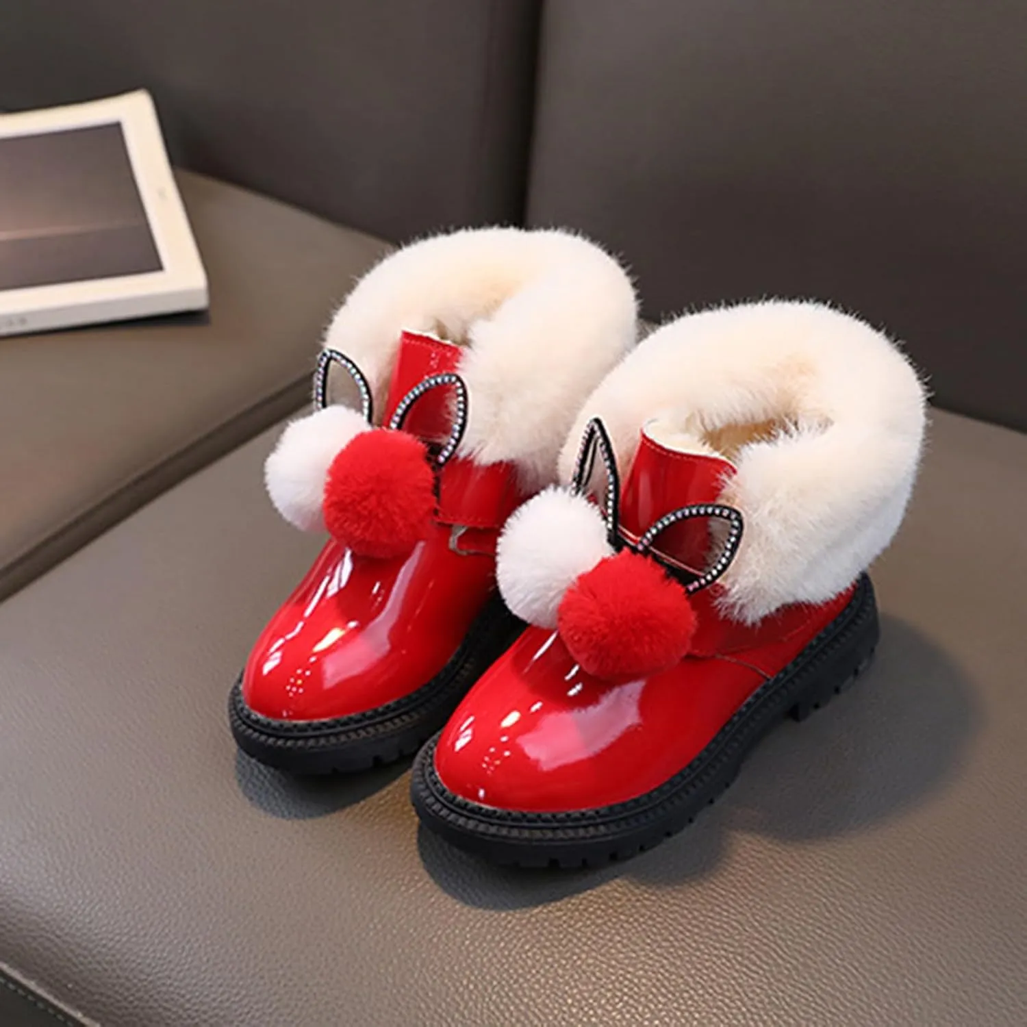 Girls Winter Boots Casual Ankle Shoes Fashion for Kids Snow Booties Thick Bottom Non Slip Warm and Furry Booties