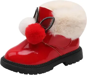 Girls Winter Boots Casual Ankle Shoes Fashion for Kids Snow Booties Thick Bottom Non Slip Warm and Furry Booties