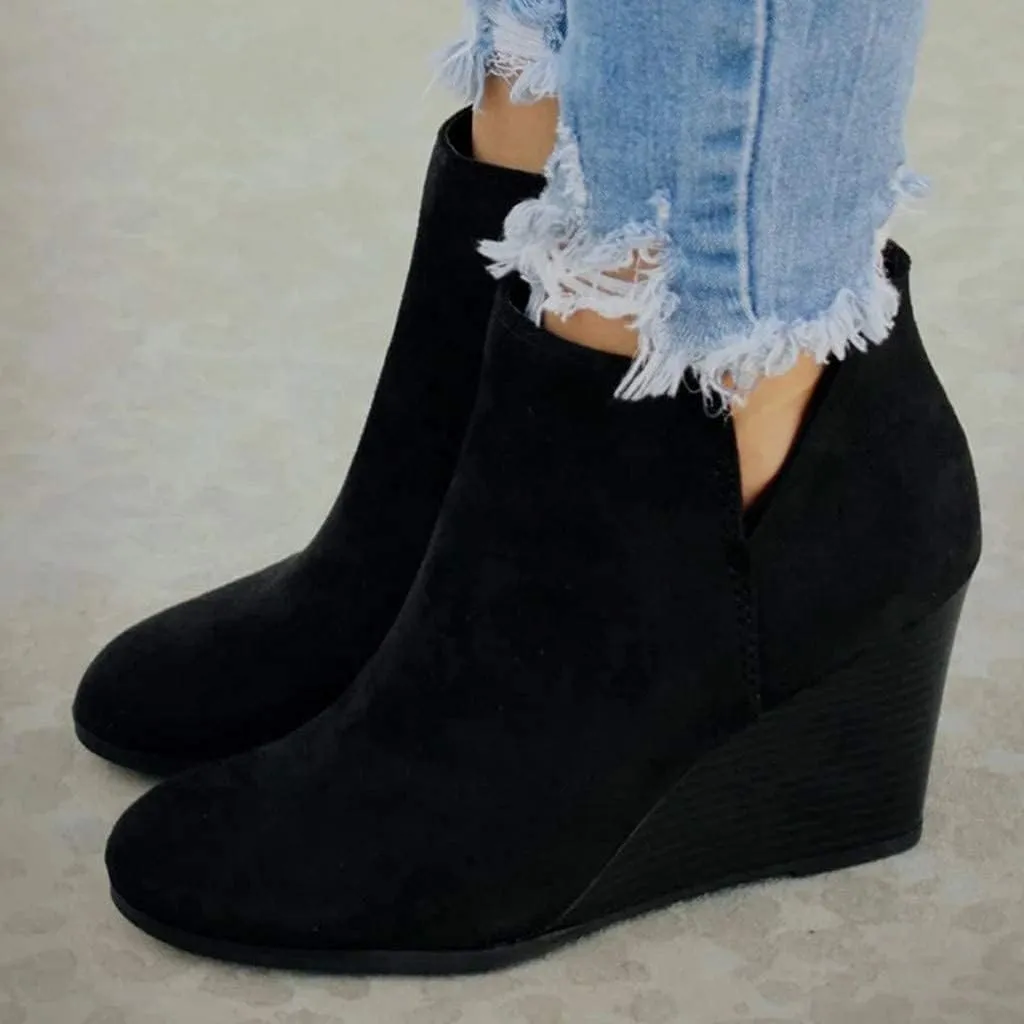 GUNIYIFS Women's Wedge Booties and Ankle Boots Comfortable Ankle Short Boots for Women Fashion Dressy Sexy Heels Shoes with Zipper