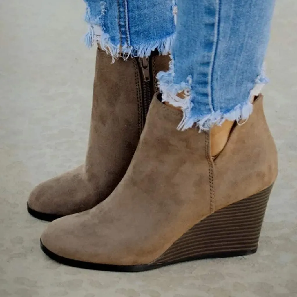 GUNIYIFS Women's Wedge Booties and Ankle Boots Comfortable Ankle Short Boots for Women Fashion Dressy Sexy Heels Shoes with Zipper