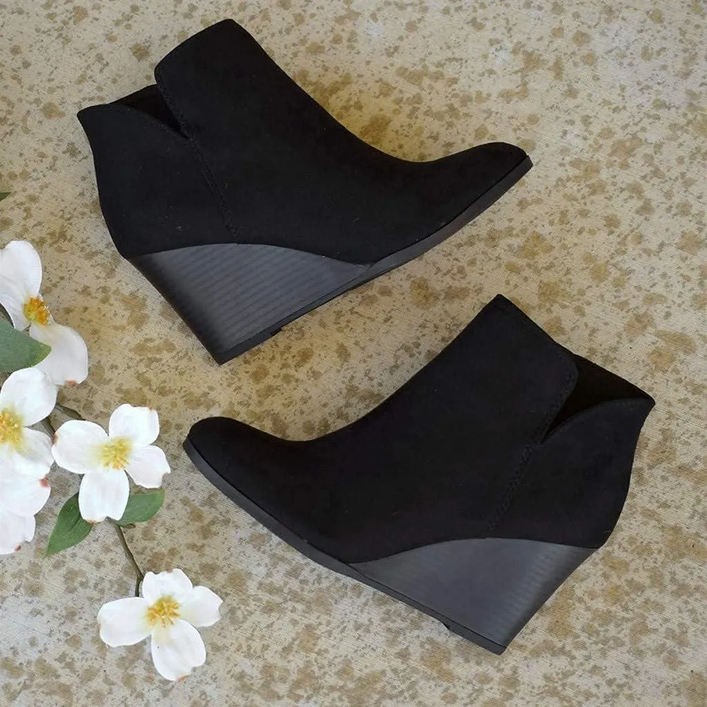 GUNIYIFS Women's Wedge Booties and Ankle Boots Comfortable Ankle Short Boots for Women Fashion Dressy Sexy Heels Shoes with Zipper