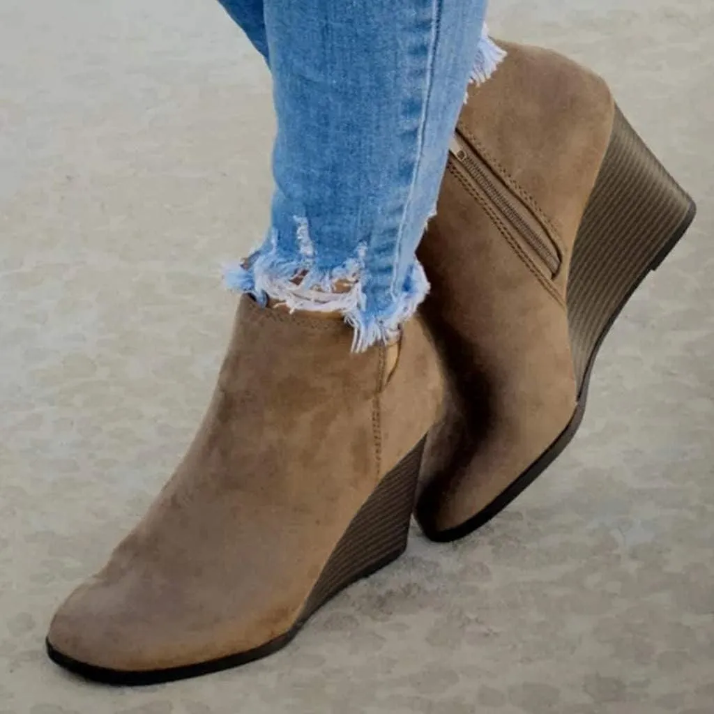 GUNIYIFS Women's Wedge Booties and Ankle Boots Comfortable Ankle Short Boots for Women Fashion Dressy Sexy Heels Shoes with Zipper