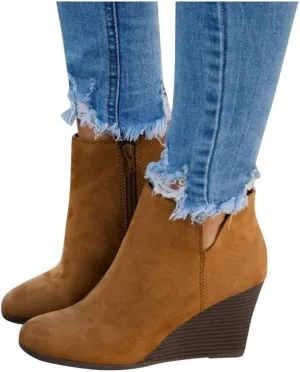 GUNIYIFS Women's Wedge Booties and Ankle Boots Comfortable Ankle Short Boots for Women Fashion Dressy Sexy Heels Shoes with Zipper