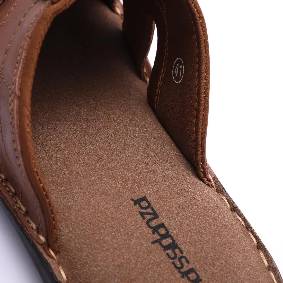 Harssidanzar Leather Slide Sandals for Men Memory foam Lightweight Summer Mens Sandals Outdoor Mens Beach slip on Sandal KM228US