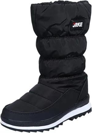 Hiking Boots Women Puffly Platform Snow Boots Plus Fleece Side Zipper Mid-Calf Cotton Non-Slip Booties