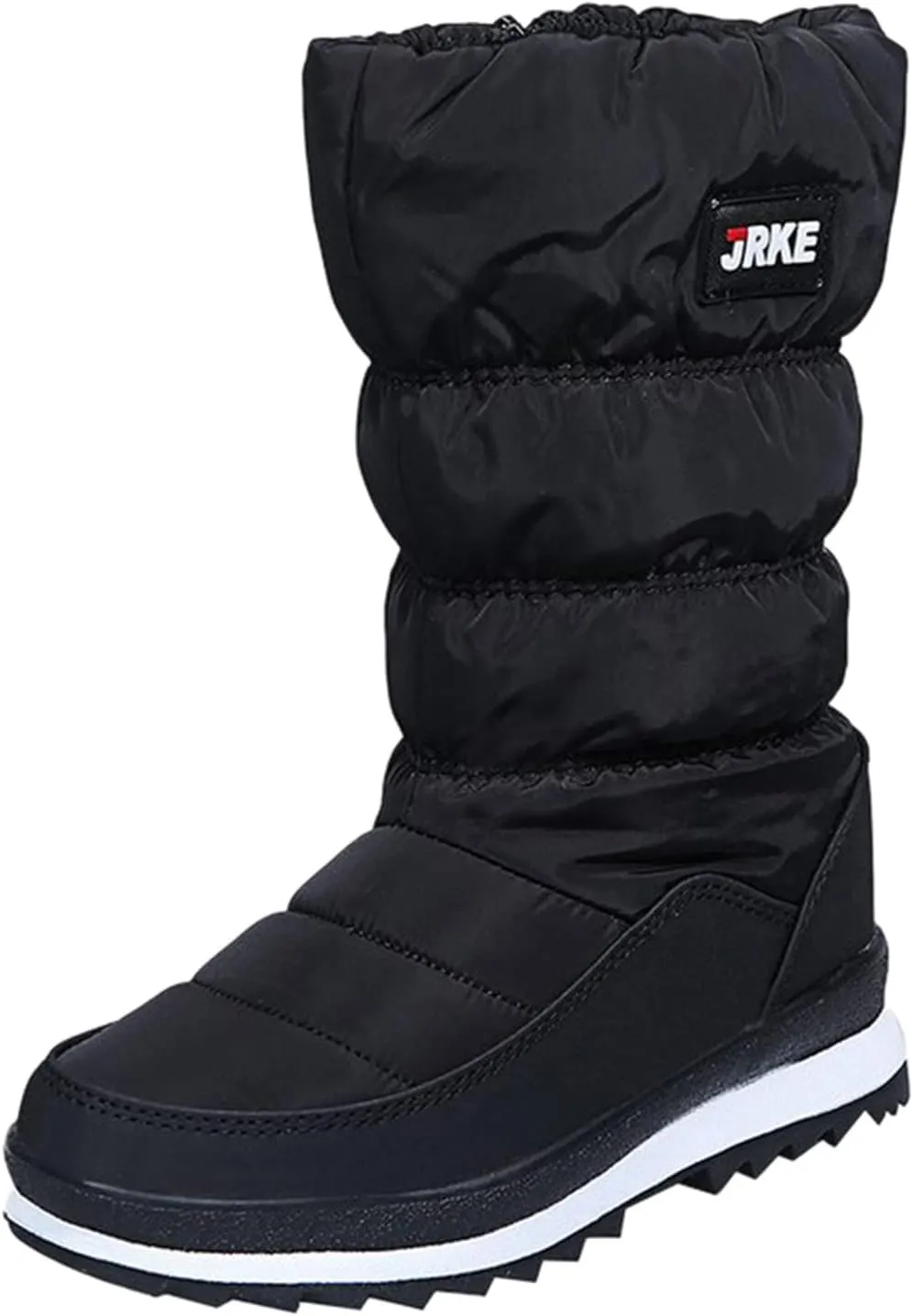 Hiking Boots Women Puffly Platform Snow Boots Plus Fleece Side Zipper Mid-Calf Cotton Non-Slip Booties