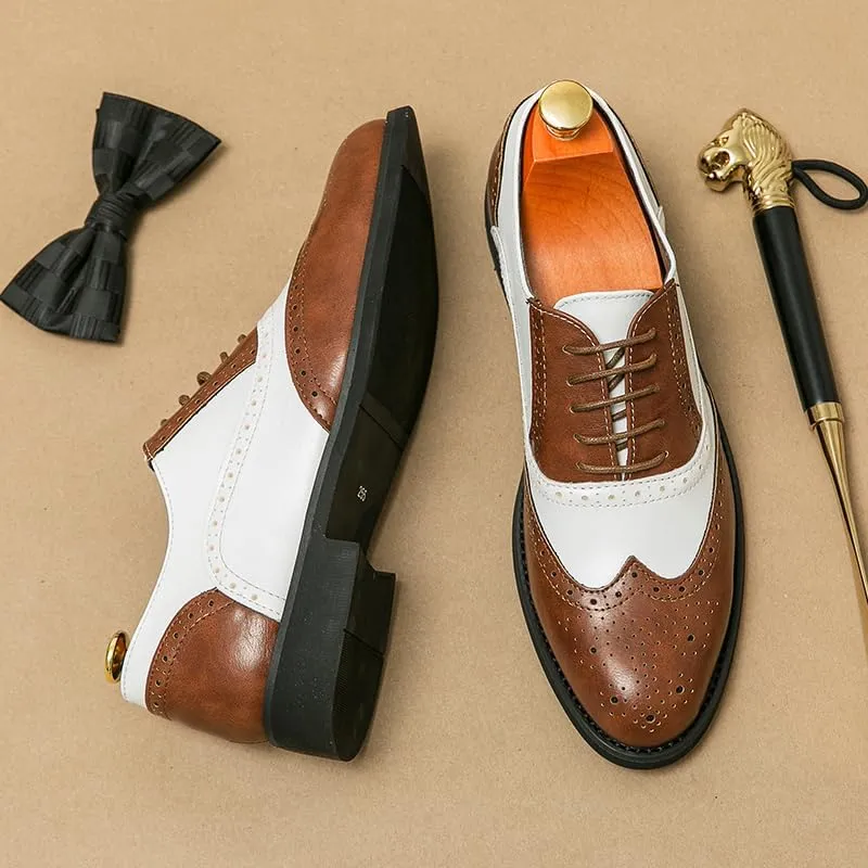 HuitJours Men Brogues Wingtip Lace up Classic Black Dress Shoes Derby Gatsby Prom Fashion Oxford