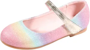Infant Baby Girls Mary Jane Flats Bow Non-slip Slip-On Mary Jane Flats Baptism Dresses Shoes Sequins Crib Shoes