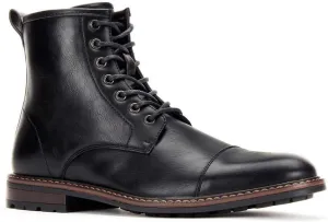 Jazam Men's Carson Distressed Cap Toe Tall Motorcycle Military Combat Dress Boots