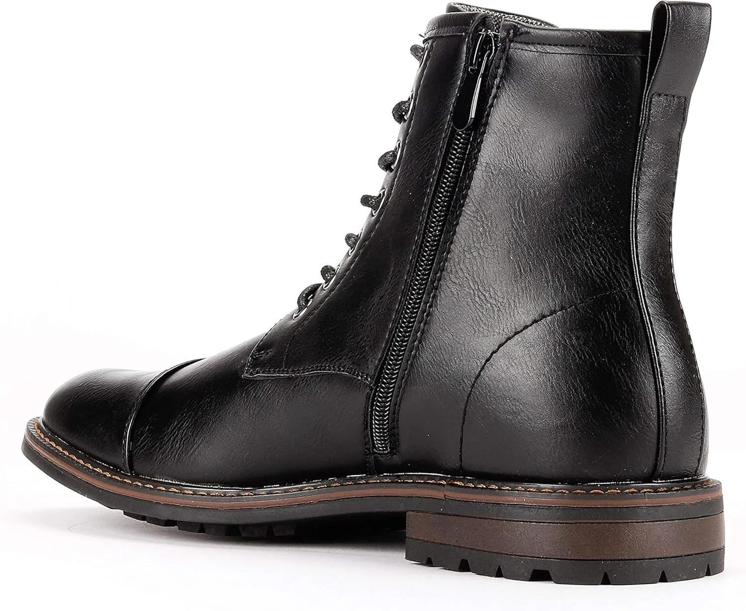 Jazam Men's Carson Distressed Cap Toe Tall Motorcycle Military Combat Dress Boots