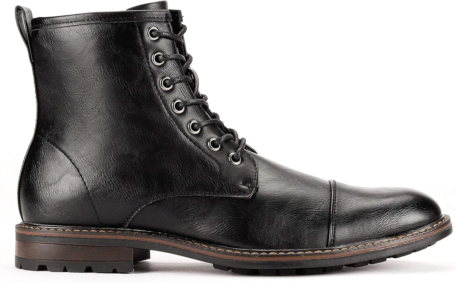 Jazam Men's Carson Distressed Cap Toe Tall Motorcycle Military Combat Dress Boots