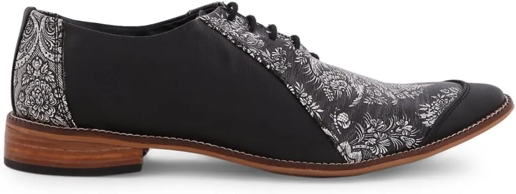 KANVAS Men's Black Faux Leather Pointed Toe Brogues Shoe