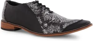 KANVAS Men's Black Faux Leather Pointed Toe Brogues Shoe