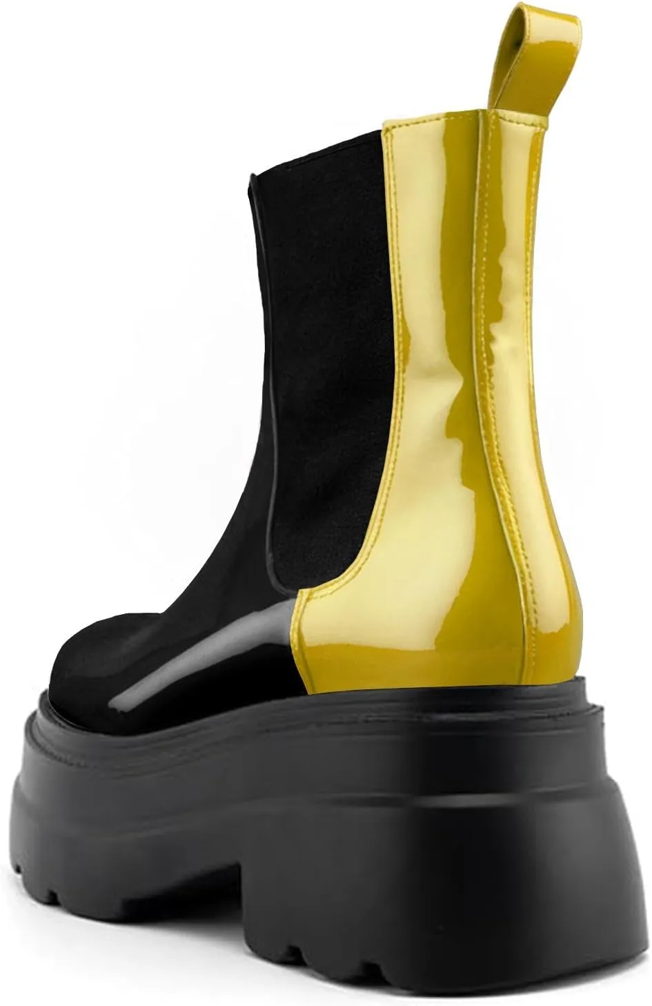 KaroNairy Women's Chelsea Boots Platform Ankle Booties Lug Sole Slip-On Short Boot Round Toe Boots