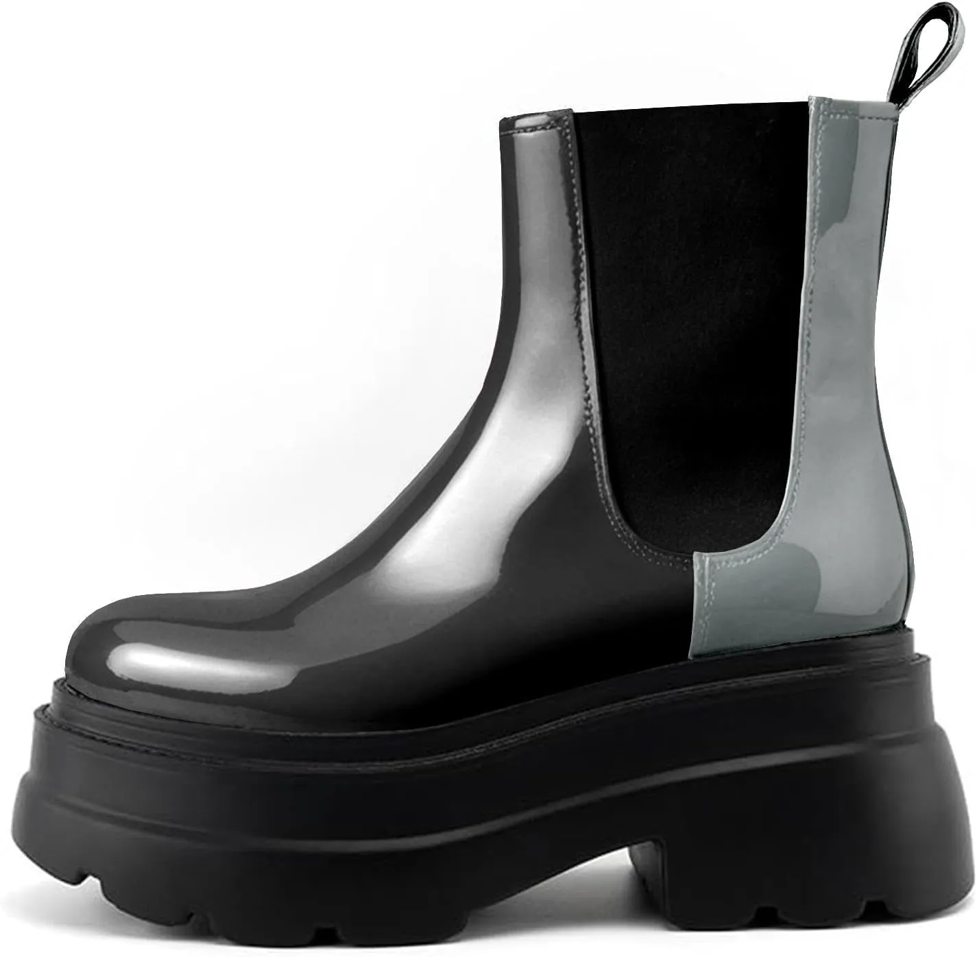KaroNairy Women's Chelsea Boots Platform Ankle Booties Lug Sole Slip-On Short Boot Round Toe Boots