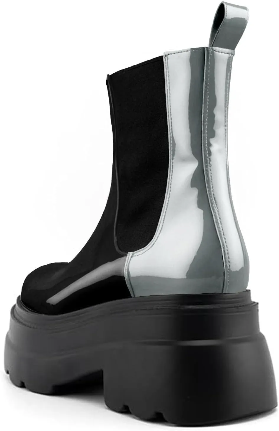 KaroNairy Women's Chelsea Boots Platform Ankle Booties Lug Sole Slip-On Short Boot Round Toe Boots